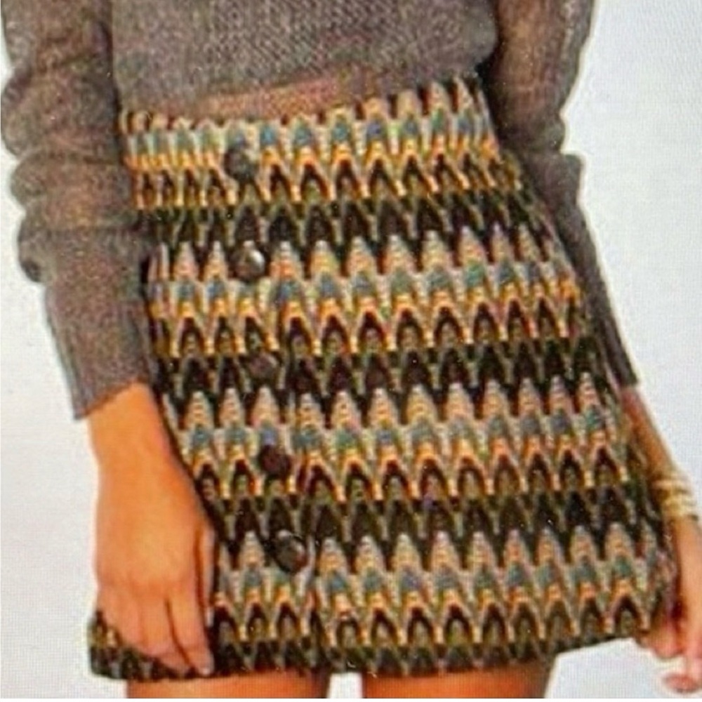 Free People Open Knit Boho Chevron Mini Skirt Hippie Festival